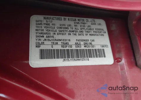 2017 Nissan Rogue Sport Sl from USA, damaged, VIN JN1BJ1CR4HW103116